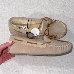 Minnetonka Tan Suede Moccasins